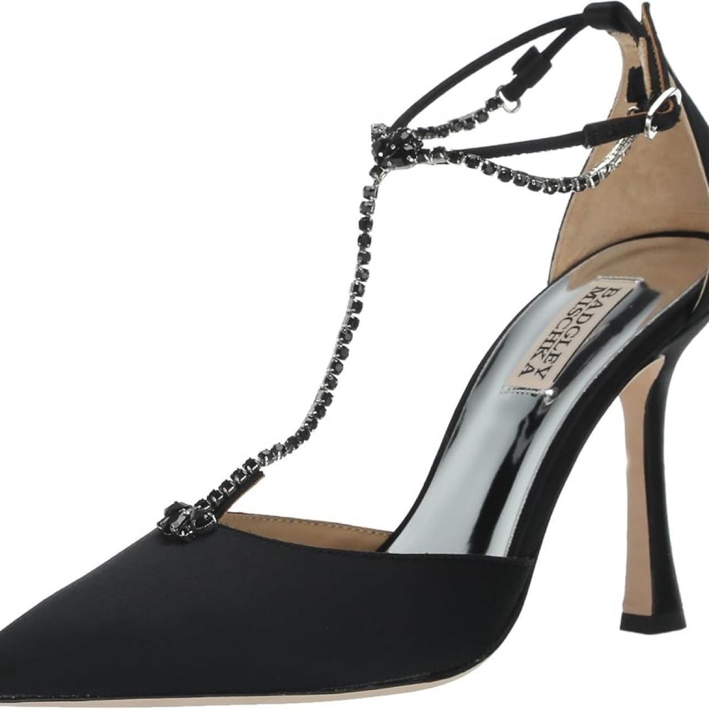 Badgley Mischka Zayna stiletto black heels with intricate rhinestone detail - Picture 7 of 7